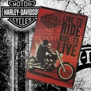 Harley-Davidson Live To Ride Ride To Live Metal Decor Wall Art Sign